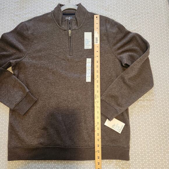 MEN'S Croft and barrow quarter zip Sweater brown sz L - Picture 2 of 4